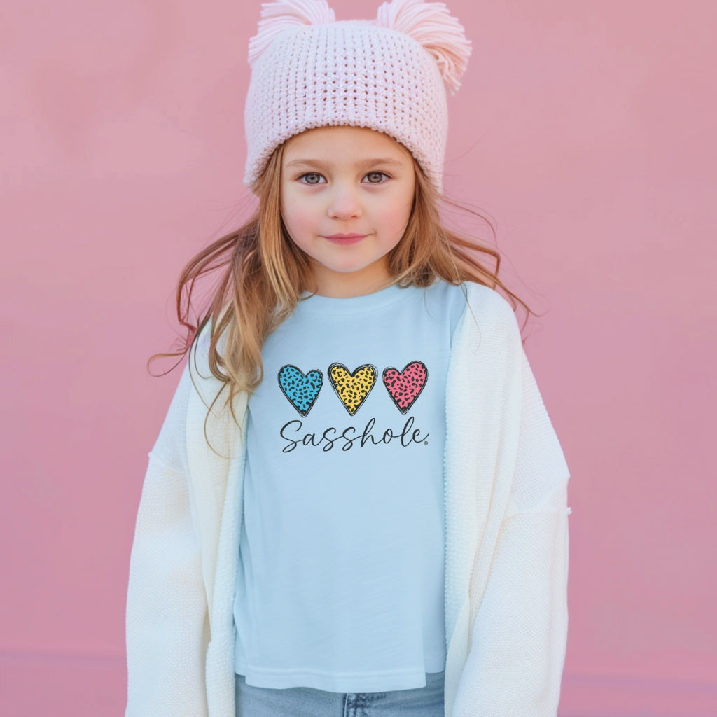Image of Sasshole® Youth Tee – Leopard Heart Graphic Shirt for Kids | Fun & Bold Children’s T-Shirt