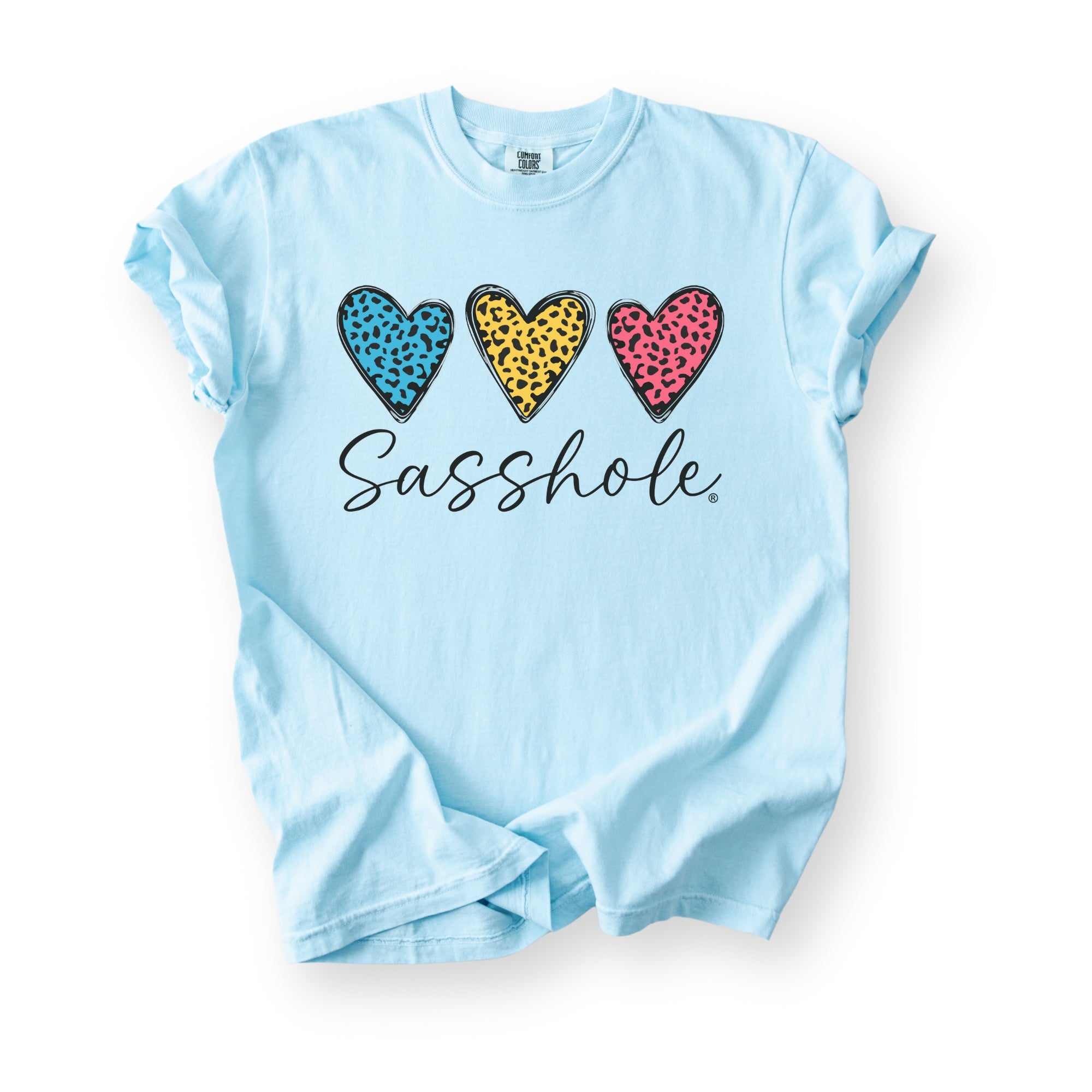 Image of Sasshole® Women’s Comfort Colors® Tee – “Triple Heart” Funny Graphic T-Shirt, Bold Statement Shirt