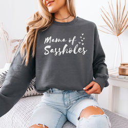 Image of Mama of Sassholes® Women’s Classic Fit Sweatshirt – Funny Mom Graphic Pullover