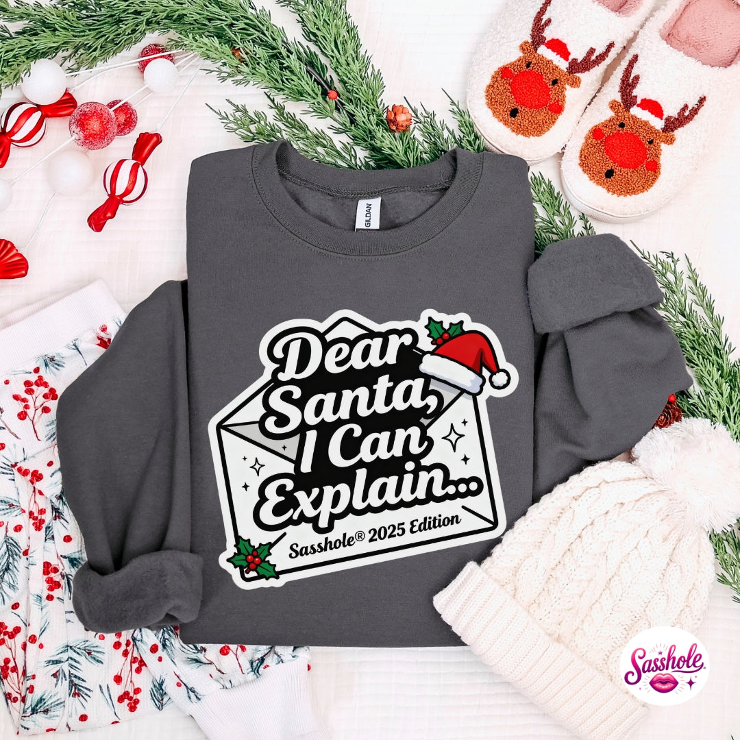 Dear Santa, I Can Explain… Sasshole 2025 Edition – Funny Christmas Sweatshirt for Women