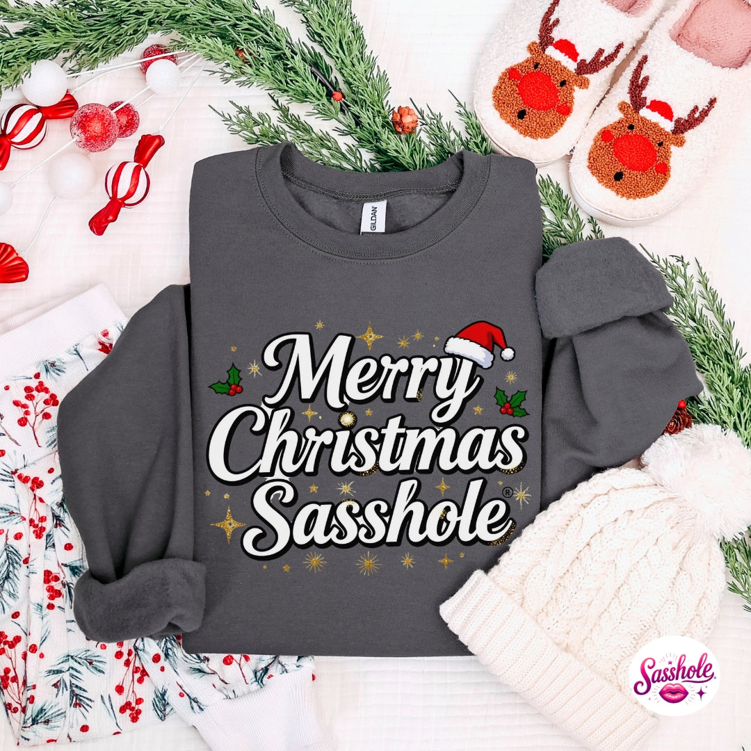 Merry Christmas Sasshole Sweatshirt – Funny Holiday Women’s Cozy Christmas Pullover