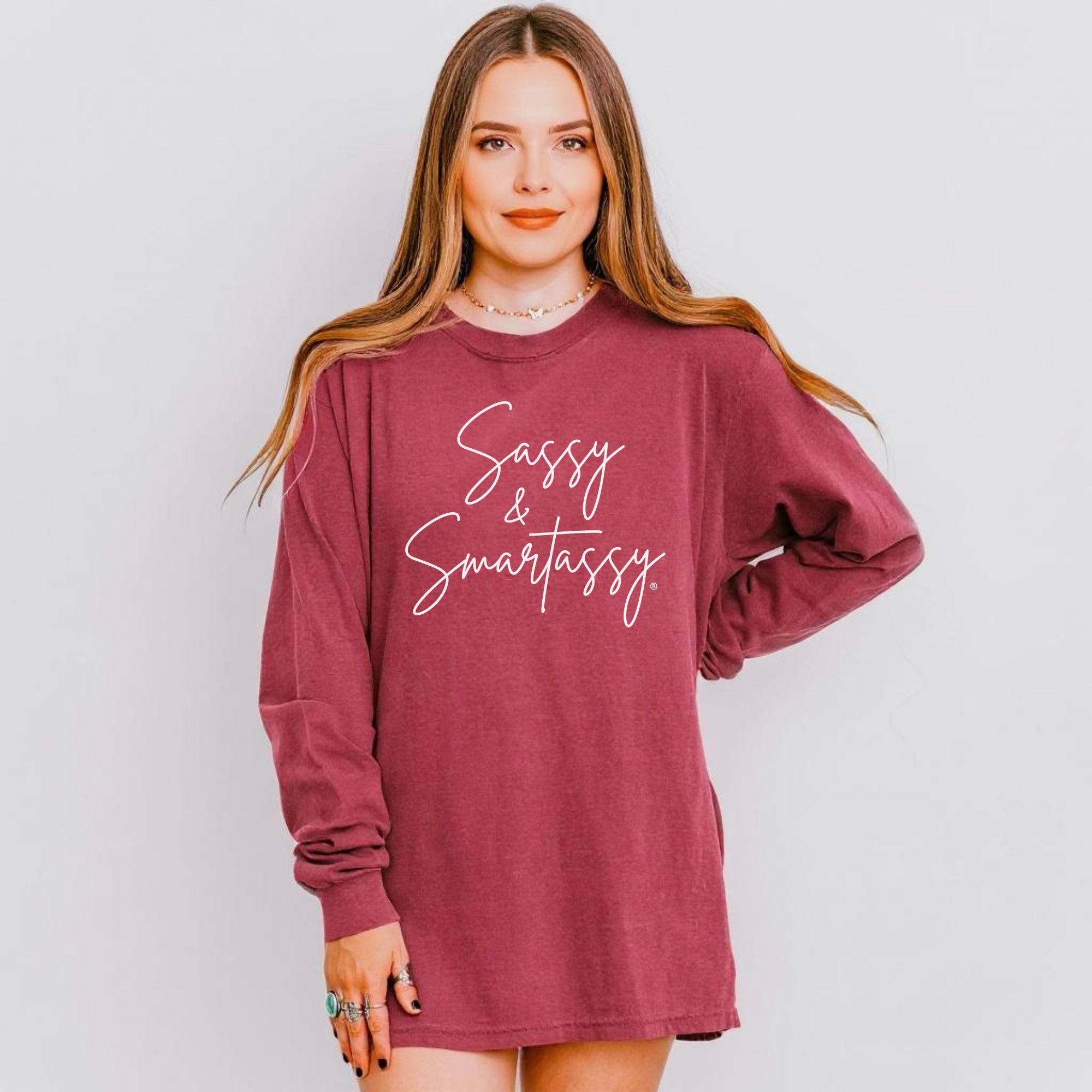 Image of Sassy & Smartassy® Women’s Long Sleeve Comfort Colors® Graphic Tee - Sassy Women's T-shirt