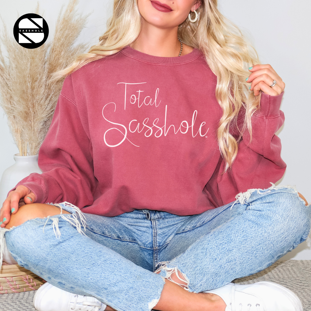 women's total sasshole crimson vintage garment-dyed sweatshirt