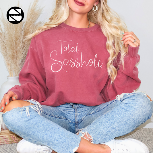 women's total sasshole crimson vintage garment-dyed sweatshirt