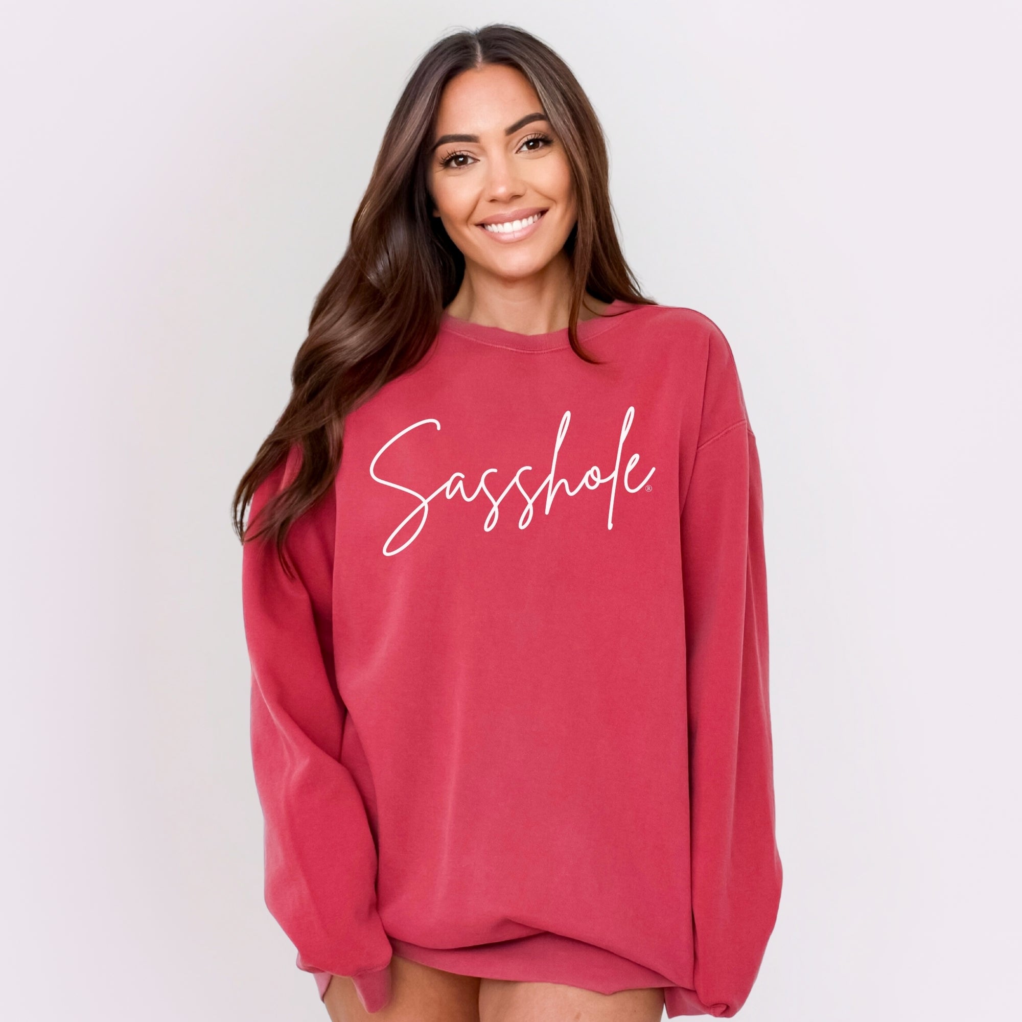 Image of Sasshole® Women’s Relaxed Fit Graphic Sweatshirt – Comfort Colors® Funny Pullover