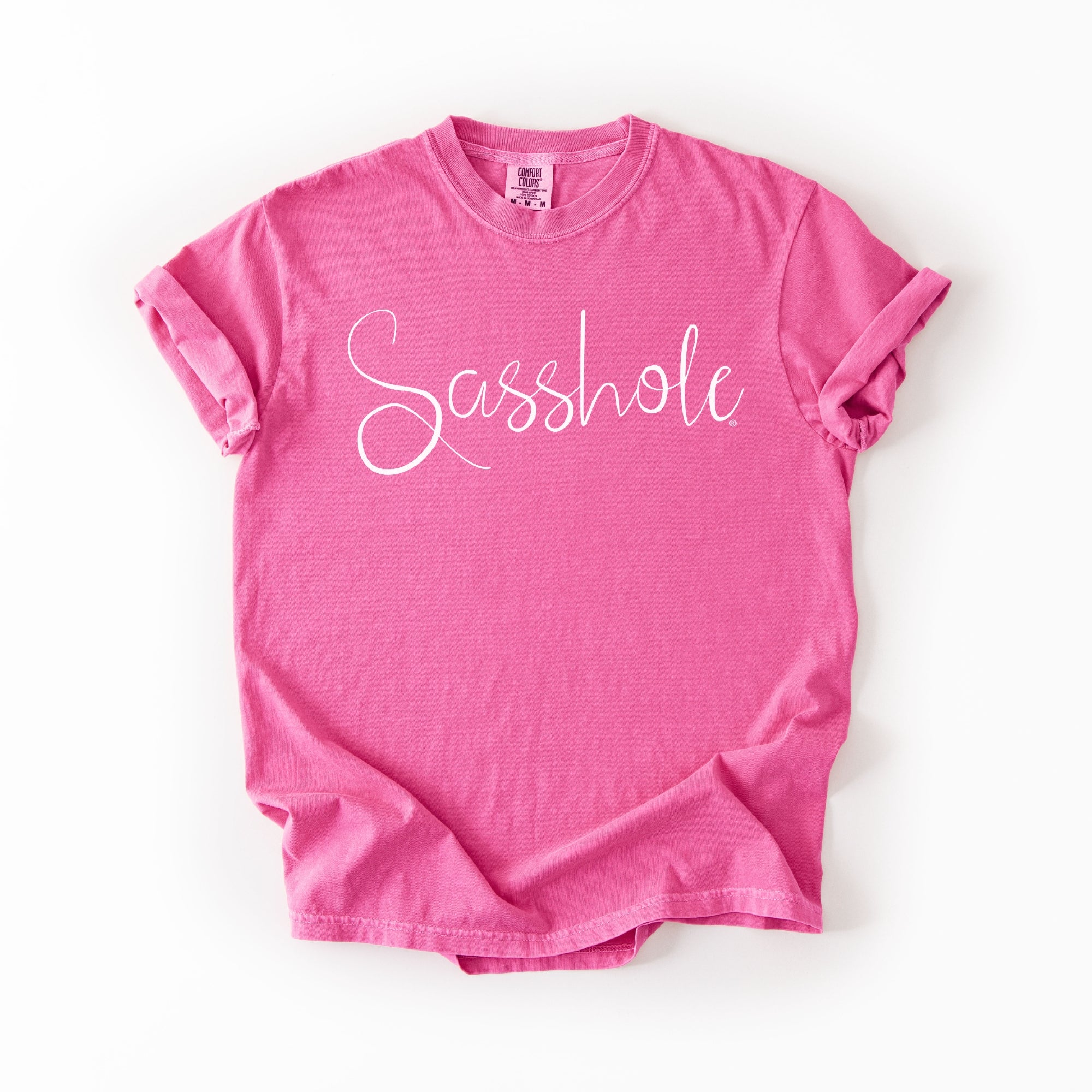 Image of Sasshole® Women’s Comfort Colors® Script Tee – Funny Graphic T-Shirt, Bold Statement Shirt (Relaxed Fit)