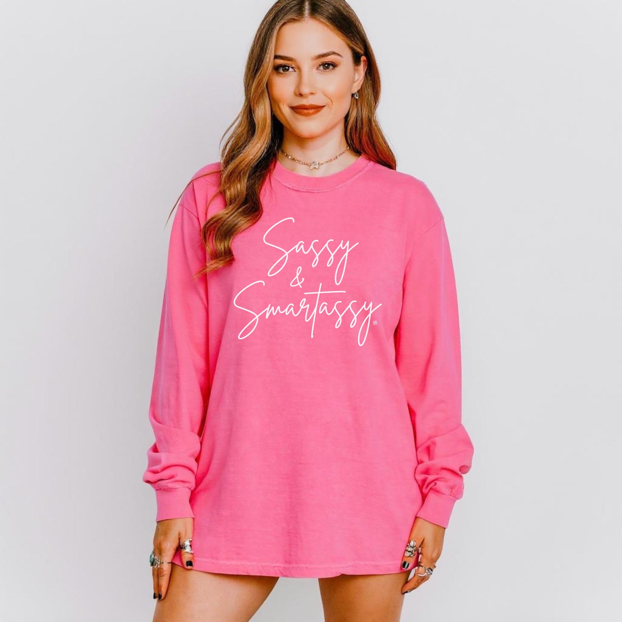 Image of Sassy & Smartassy® Women’s Long Sleeve Comfort Colors® Graphic Tee - Sassy Women's T-shirt
