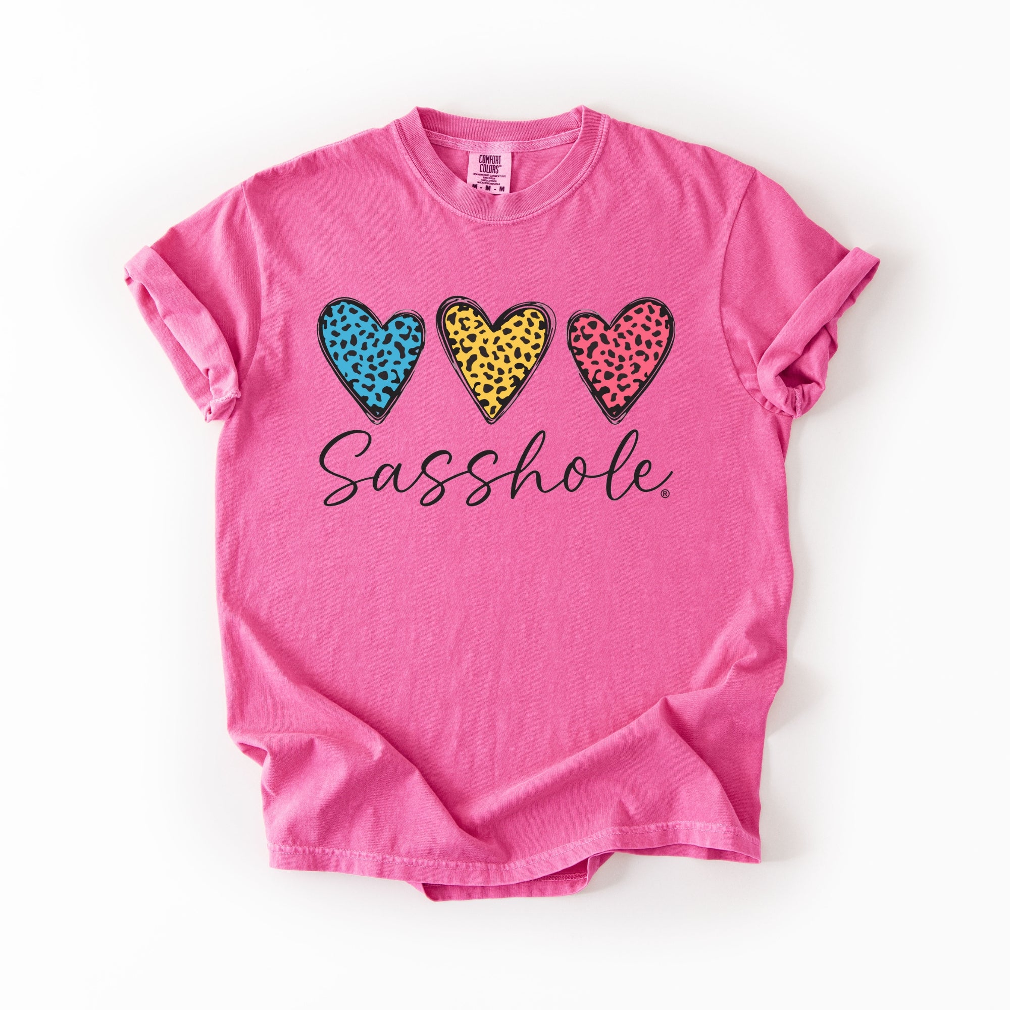 Image of Sasshole® Women’s Comfort Colors® Tee – “Triple Heart” Funny Graphic T-Shirt, Bold Statement Shirt