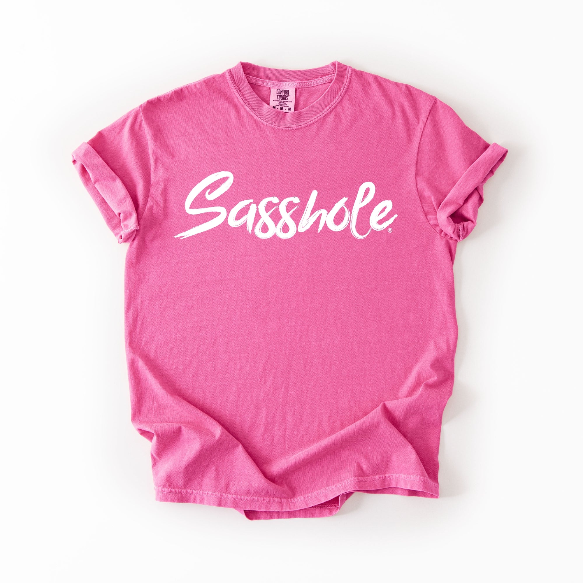 Sasshole® Women’s Comfort Colors® Tee – Bold Logo Funny Graphic T-Shirt, Relaxed Fit Statement Shirt