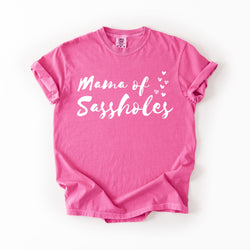 Image of Sasshole® Women’s Comfort Colors® Tee – “Mama of Sassholes” Funny Graphic T-Shirt, Bold Statement Shirt for Moms