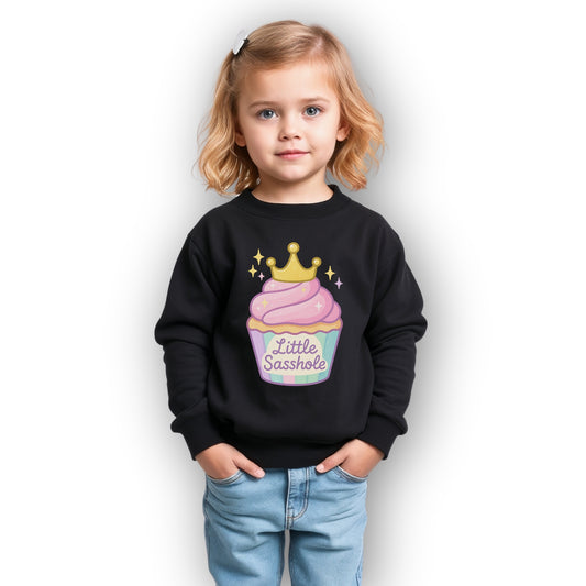 Little Sasshole® Cupcake Crown Toddler Sweatshirt – Cute & Sassy Girls Graphic Pullover
