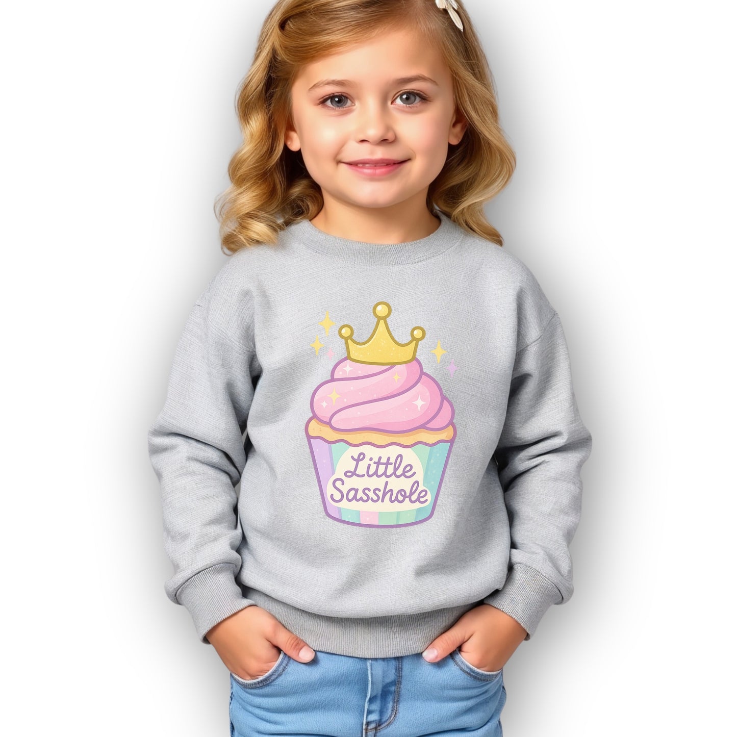 Little Sasshole® Cupcake Crown Toddler Sweatshirt – Cute & Sassy Girls Graphic Pullover