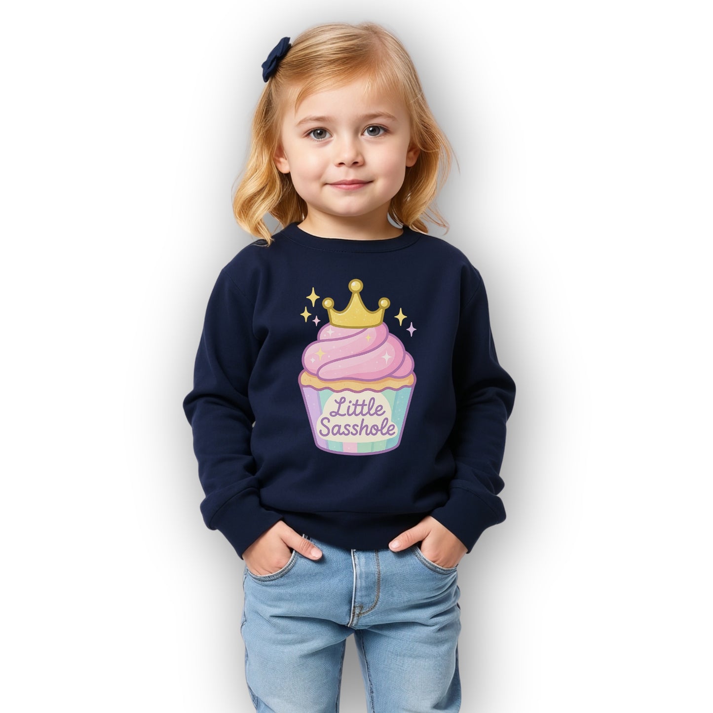 Little Sasshole® Cupcake Crown Toddler Sweatshirt – Cute & Sassy Girls Graphic Pullover