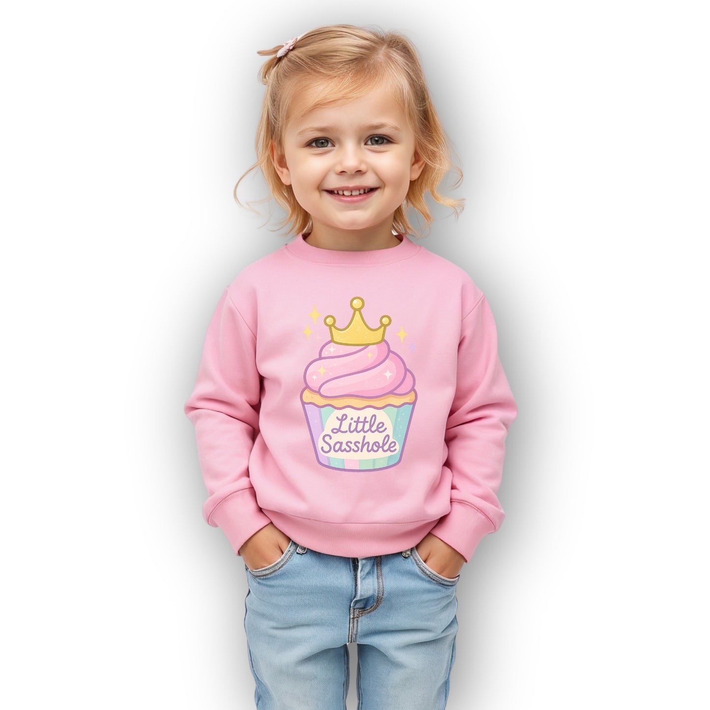 Little Sasshole® Cupcake Crown Toddler Sweatshirt – Cute & Sassy Girls Graphic Pullover