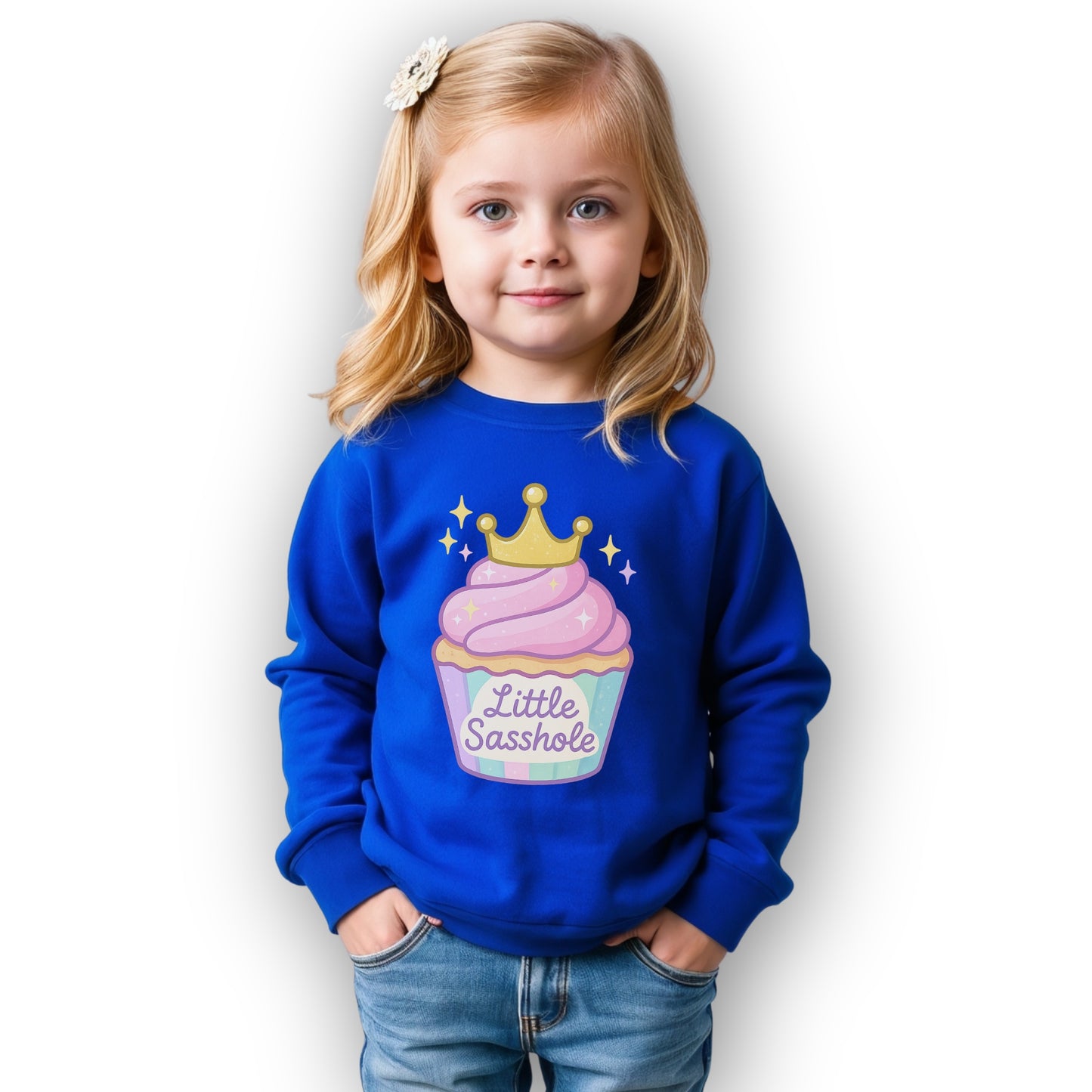 Little Sasshole® Cupcake Crown Toddler Sweatshirt – Cute & Sassy Girls Graphic Pullover