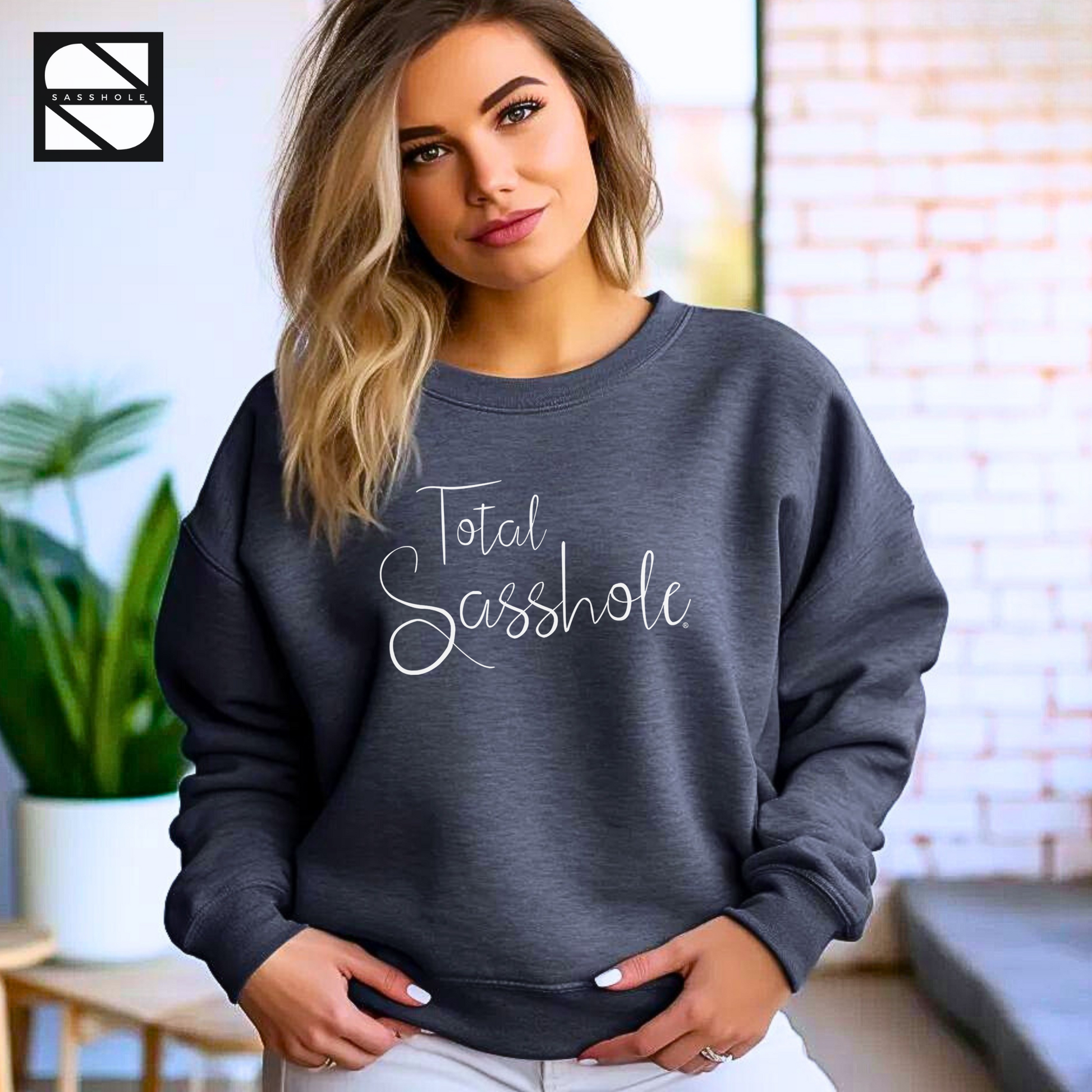 funny women's dark heather sweatshirt