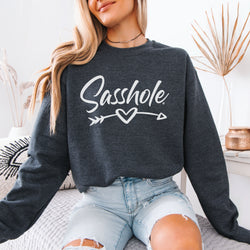 Image of Sasshole® Women’s Graphic Sweatshirt – Heart & Arrow Design | Bold, Cozy & Unapologetic
