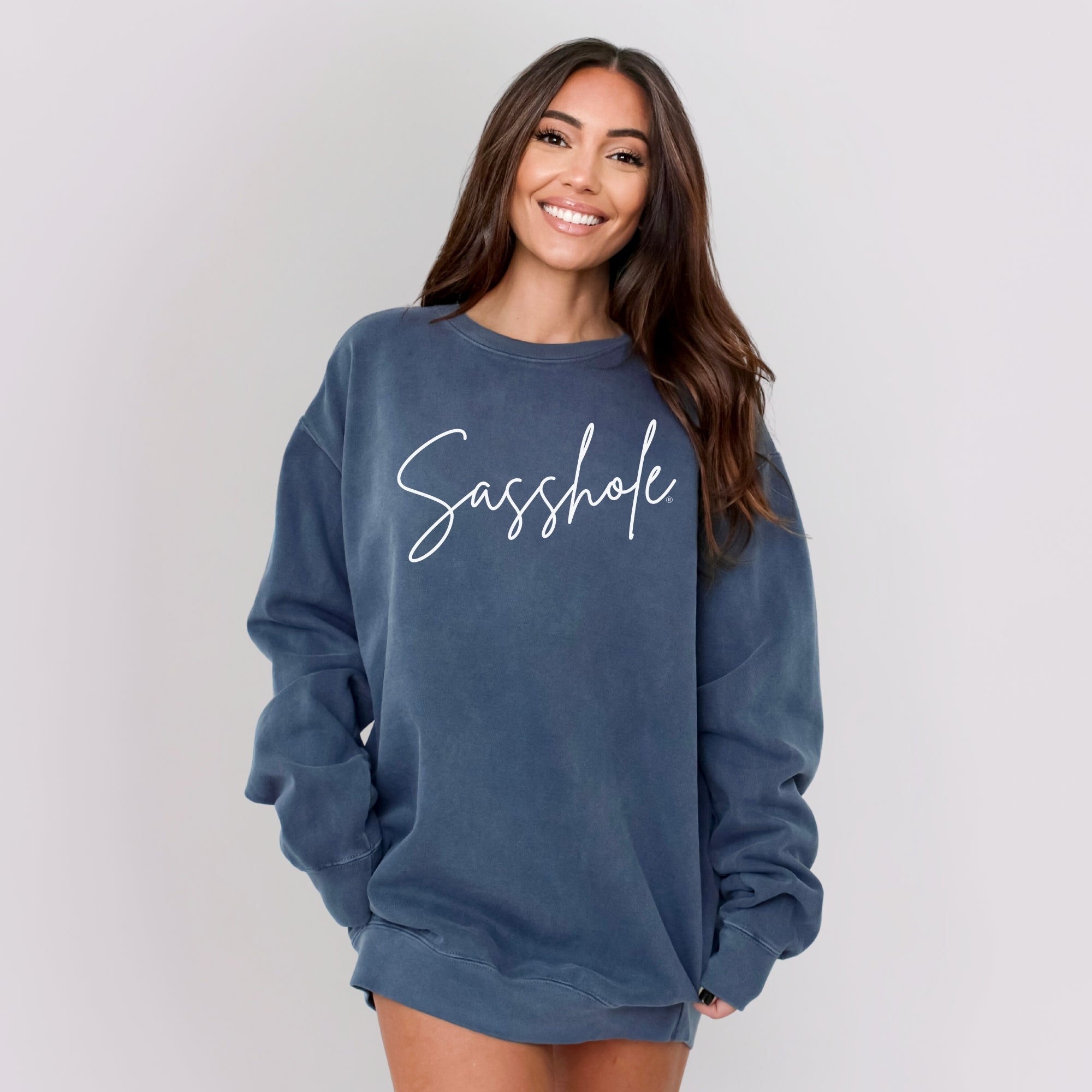 Image of Sasshole® Women’s Relaxed Fit Graphic Sweatshirt – Comfort Colors® Funny Pullover