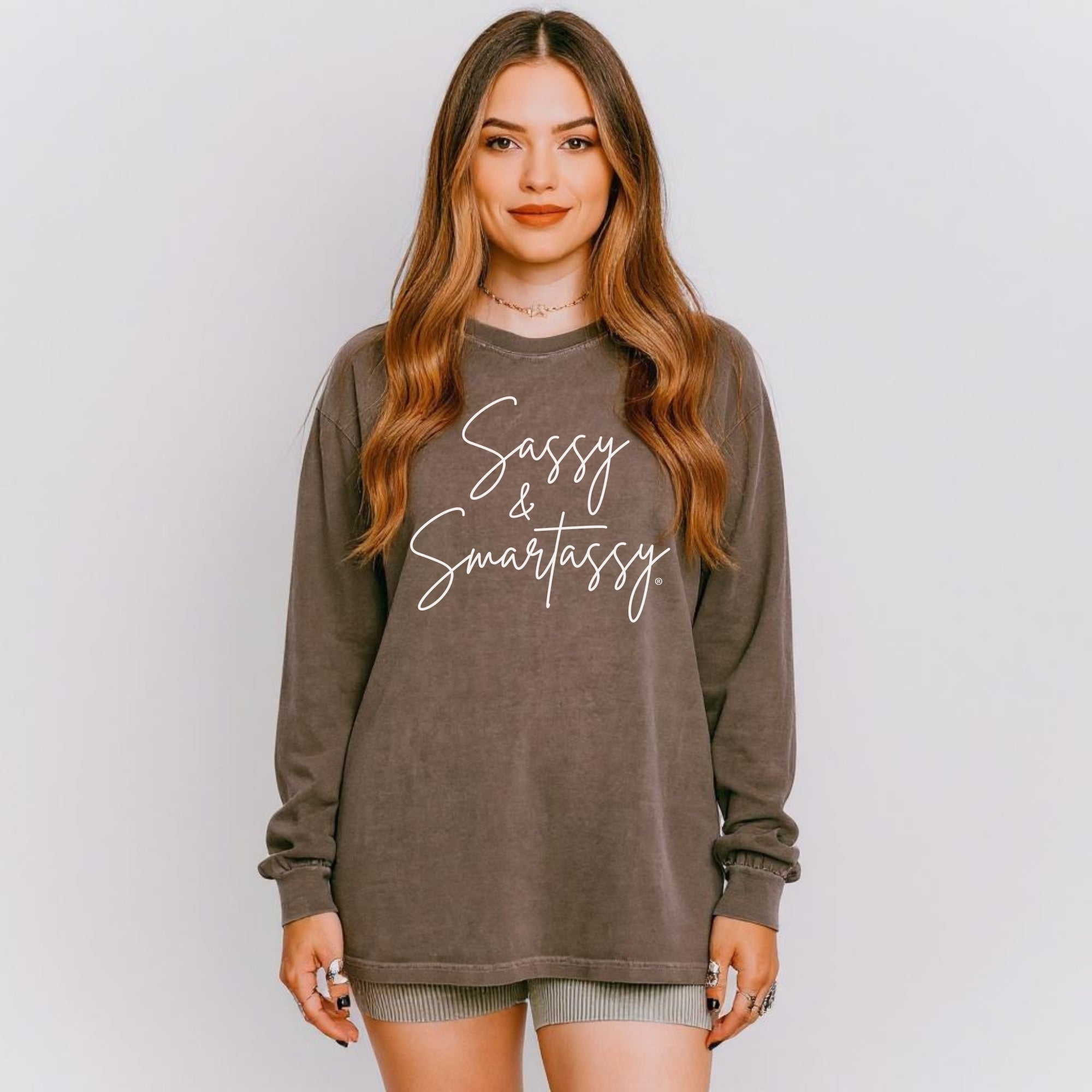 Image of Sassy & Smartassy® Women’s Long Sleeve Comfort Colors® Graphic Tee - Sassy Women's T-shirt