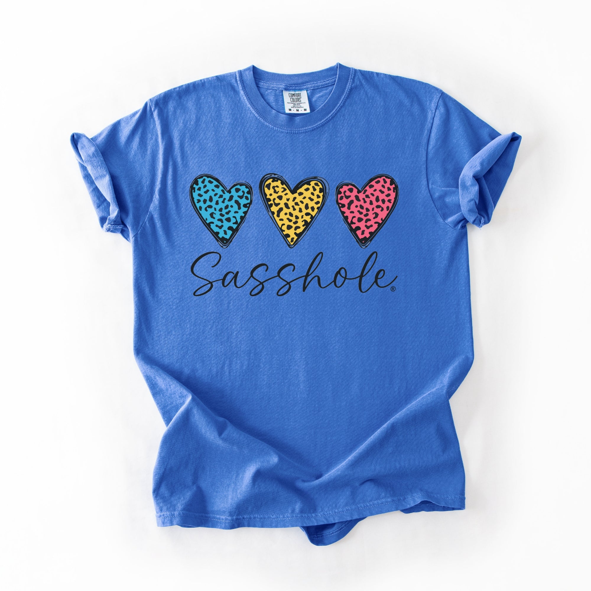 Image of Sasshole® Women’s Comfort Colors® Tee – “Triple Heart” Funny Graphic T-Shirt, Bold Statement Shirt