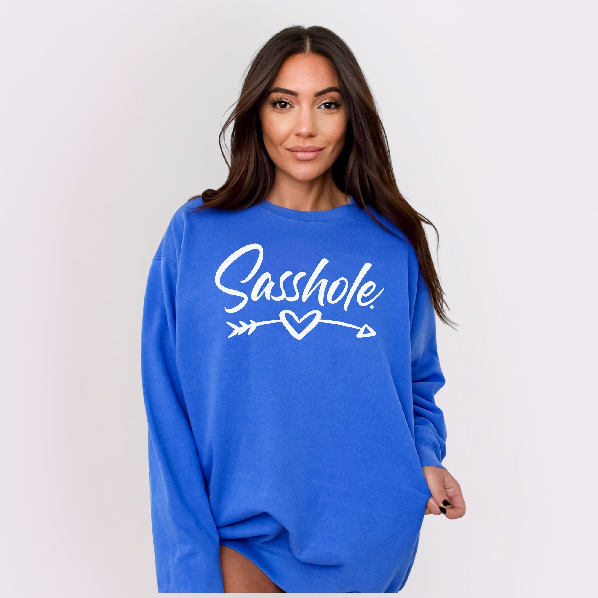 Image of Sasshole® Arrow Sweatshirt – Funny Women’s Comfort Colors® Relaxed Fit Pullover
