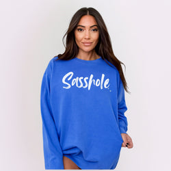 Image of Sasshole® Women’s Relaxed Fit Comfort Colors® Sweatshirt – Funny Graphic Pullover