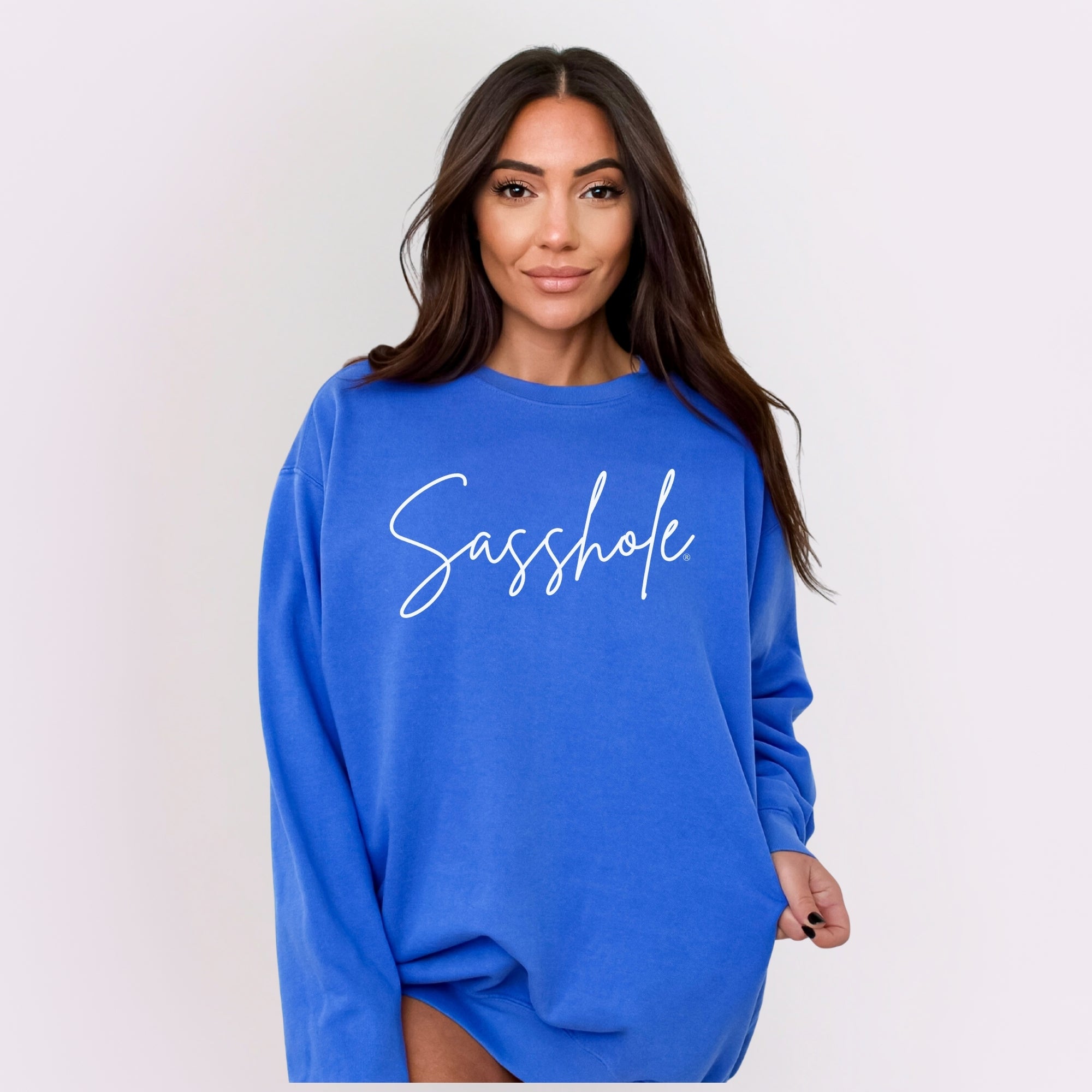 Image of Sasshole® Women’s Relaxed Fit Graphic Sweatshirt – Comfort Colors® Funny Pullover