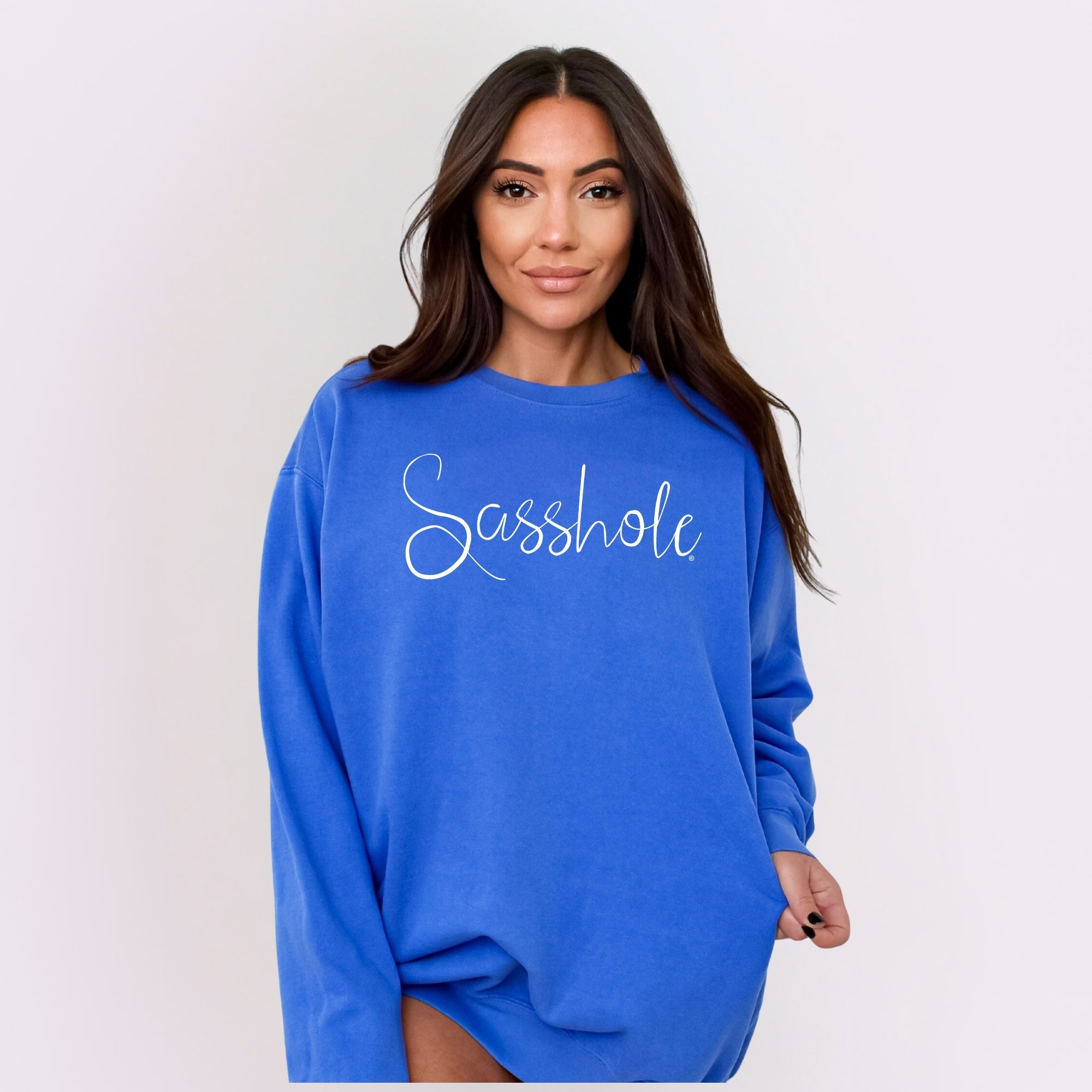 Image of Sasshole® Women’s Relaxed Fit Comfort Colors® Sweatshirt – Funny Graphic Pullover
