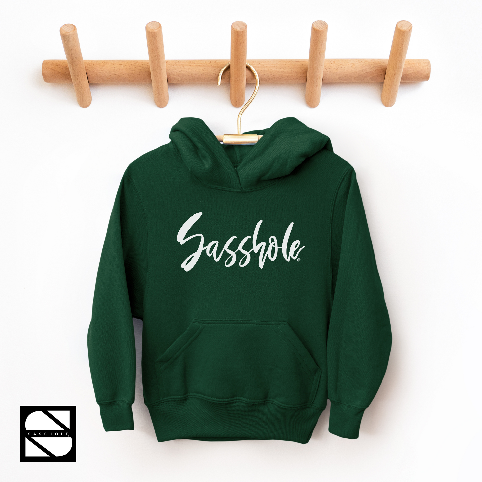 girls hoodie forest green