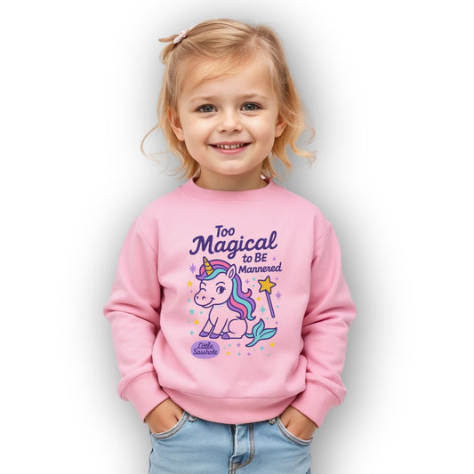 Little Sasshole® Toddler Sweatshirt – Too Magical to Be Mannered Unicorn Pullover