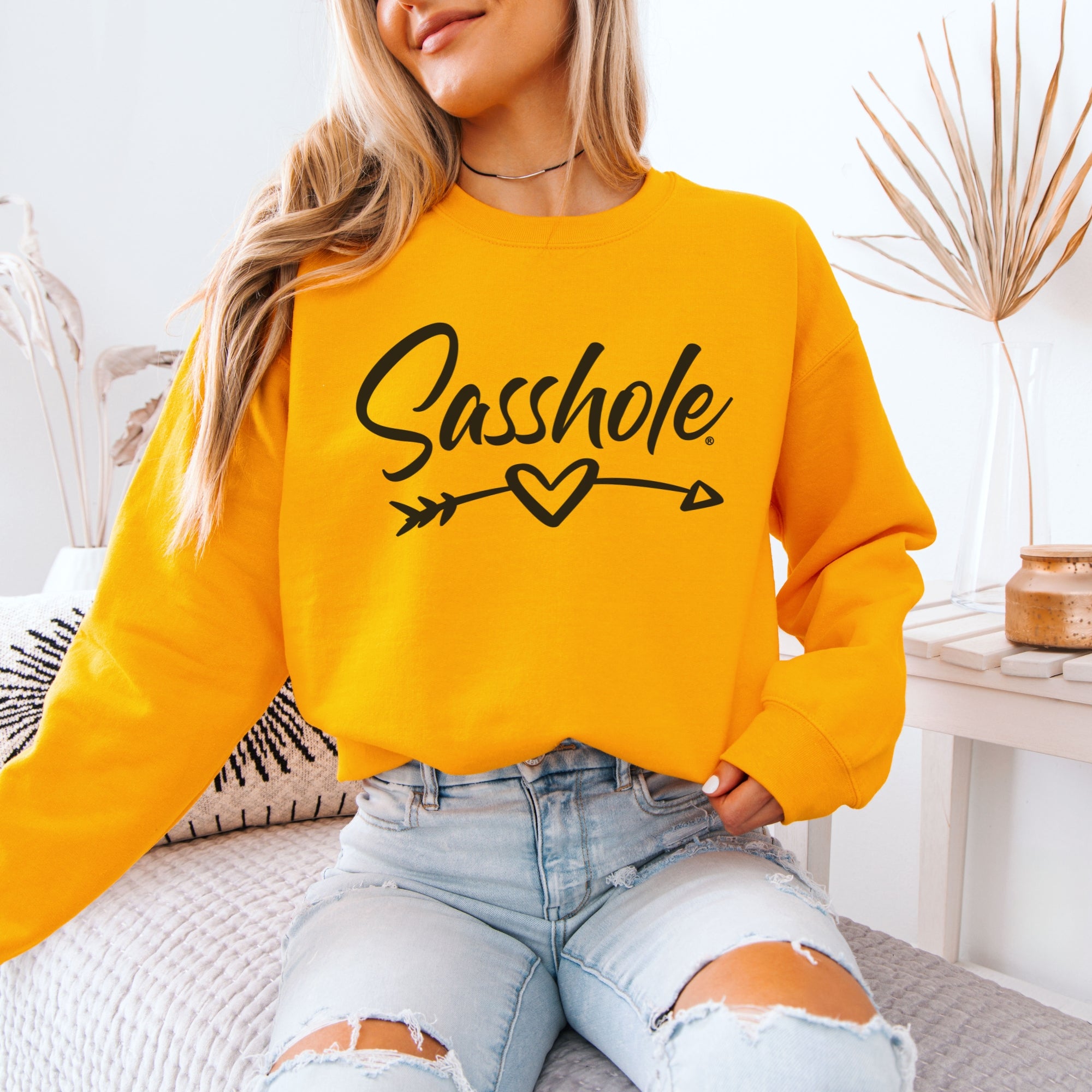 Image of Sasshole® Women’s Graphic Sweatshirt – Heart & Arrow Design | Bold, Cozy & Unapologetic