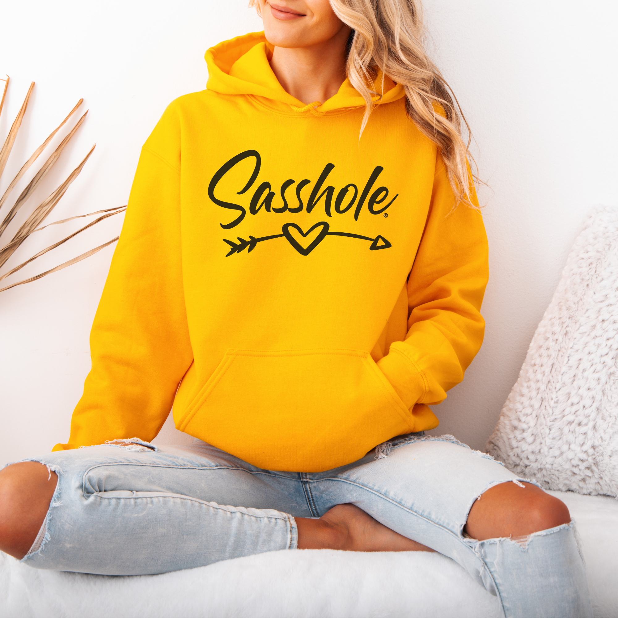 Sasshole® Women’s Hoodie – Heart & Arrow Bold Graphic Pullover