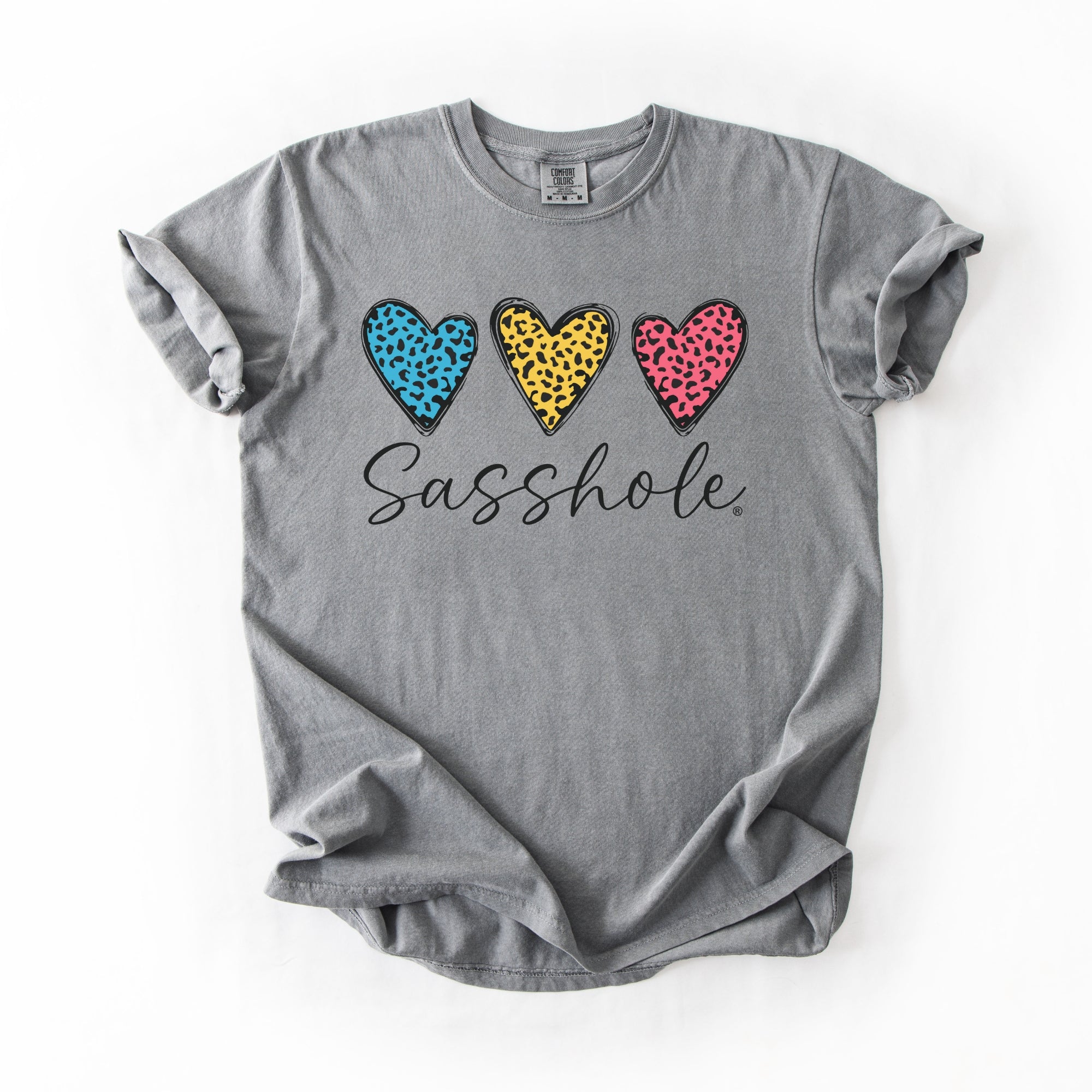Image of Sasshole® Women’s Comfort Colors® Tee – “Triple Heart” Funny Graphic T-Shirt, Bold Statement Shirt