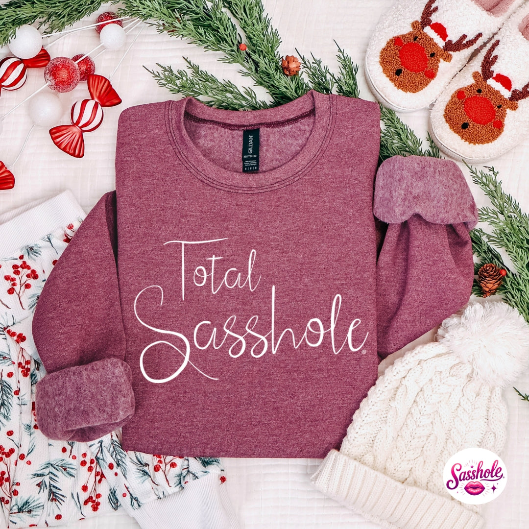 Image of Total Sasshole® Christmas Sweatshirt – Funny Holiday Women’s Cozy Fleece Pullover