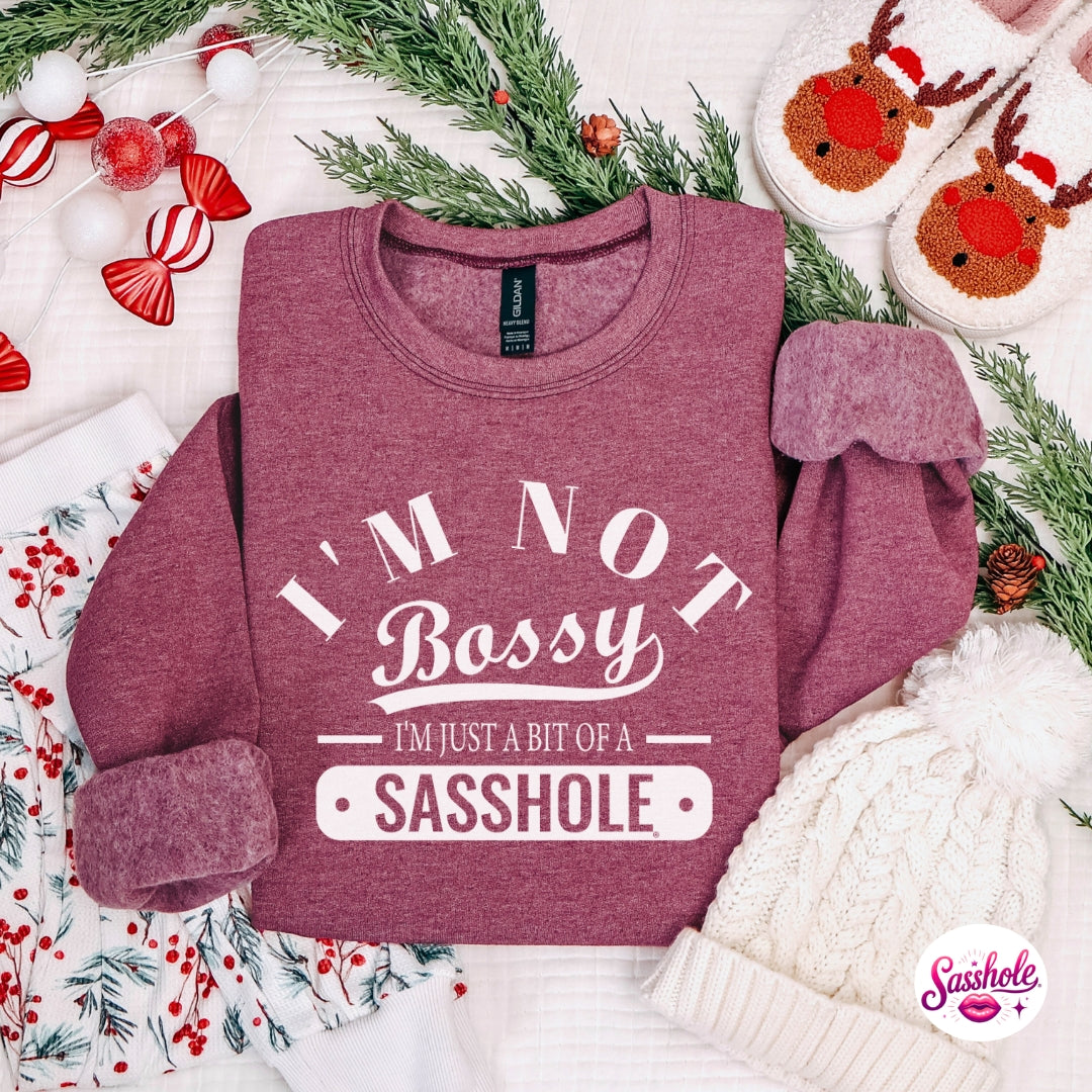 I’m Not Bossy, Just a Bit of a Sasshole® Christmas Sweatshirt – Funny Holiday Women’s Sweater