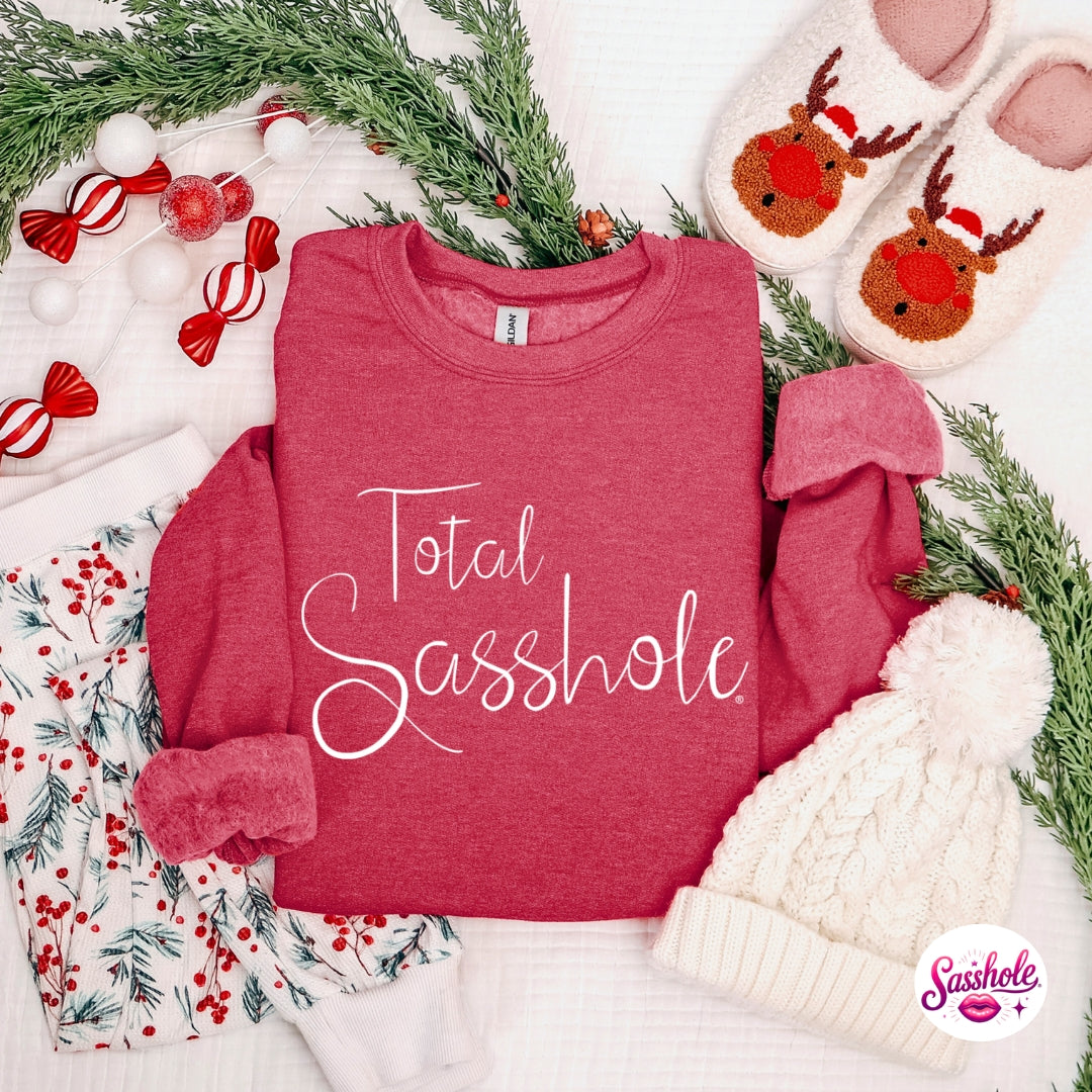 Total Sasshole® Christmas Sweatshirt – Funny Holiday Women’s Cozy Fleece Pullover