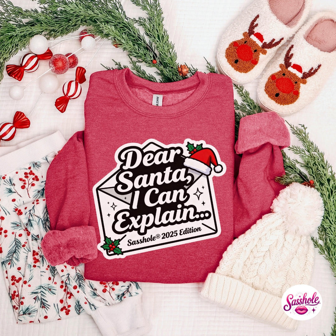 Image of Dear Santa, I Can Explain… Sasshole 2025 Edition – Funny Christmas Sweatshirt for Women