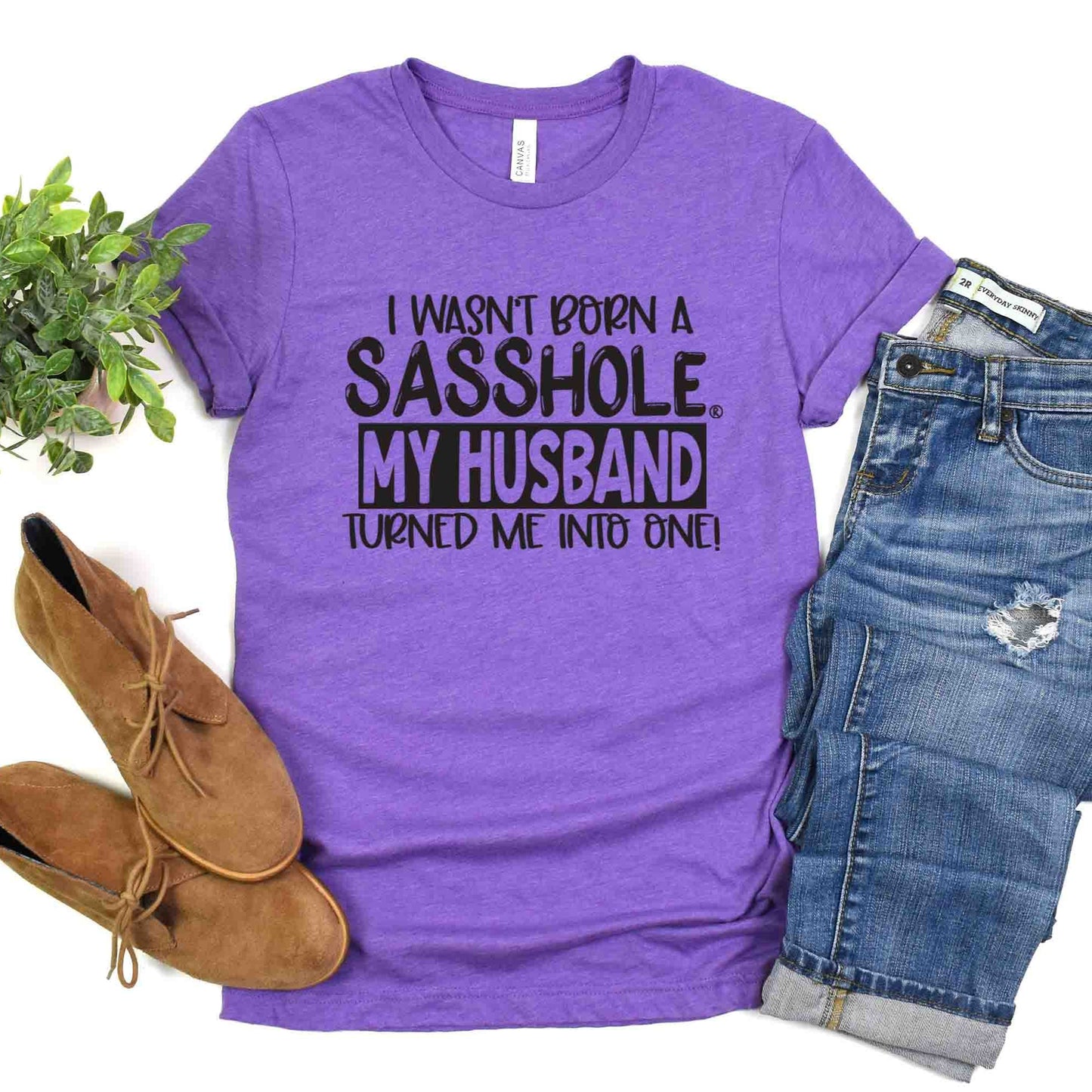 Ladies Funny Heather Purple Shirt
