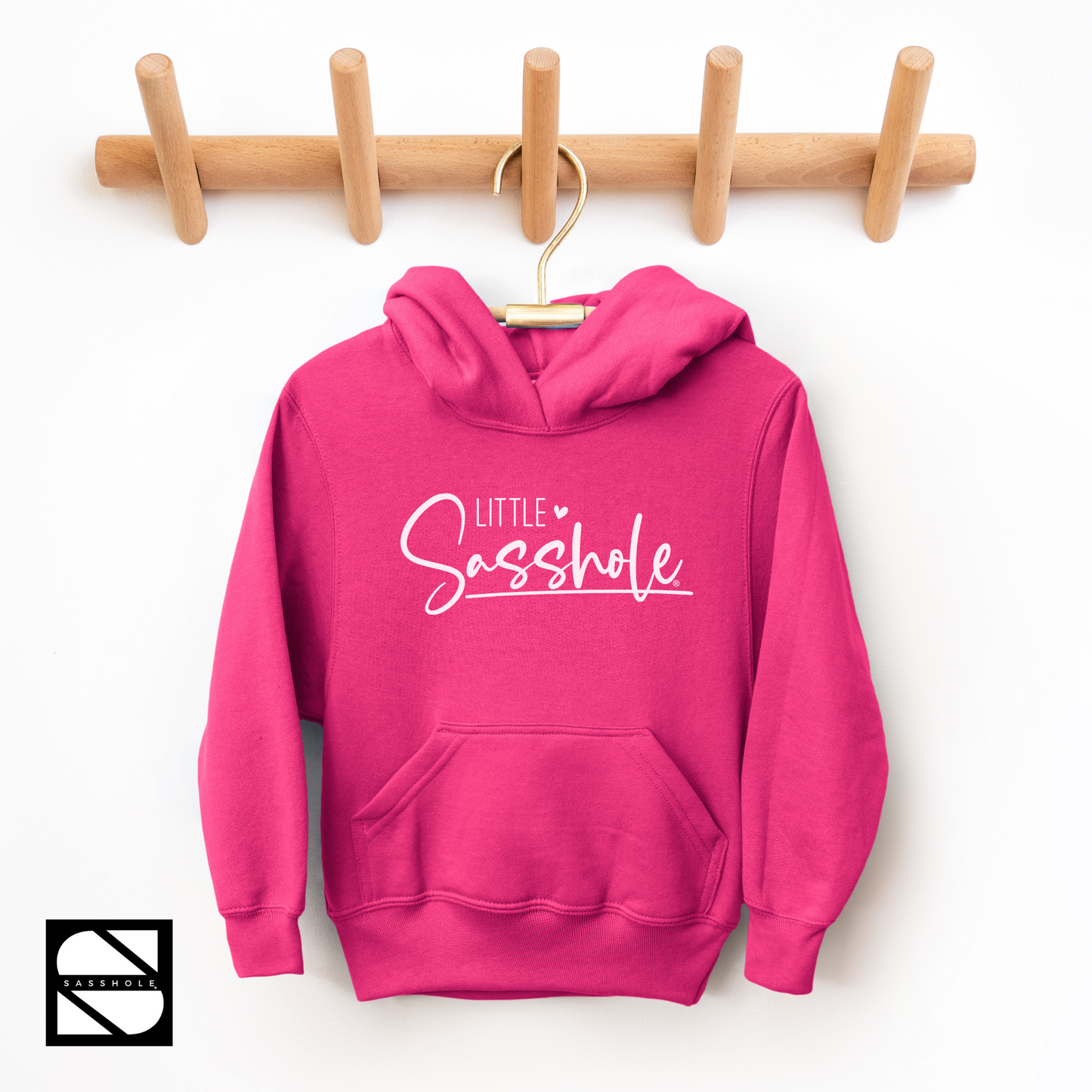 girls sasshole hoodie hot pink