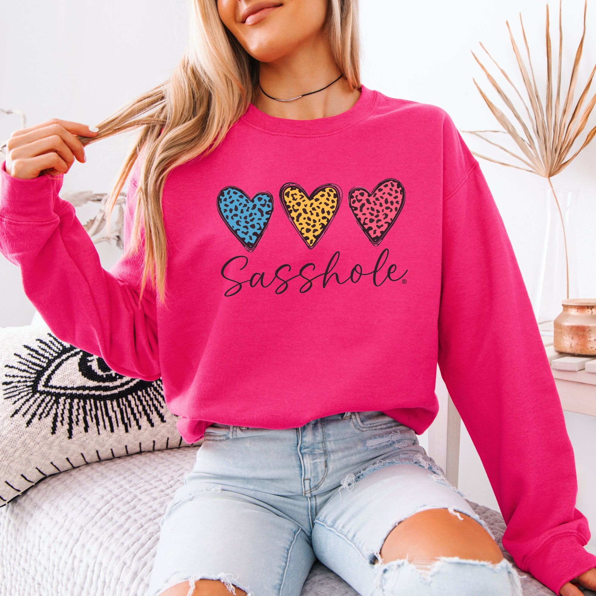 Image of Hearts Graphic Women’s Classic Fit Sweatshirt – Funny Pullover by Sasshole®