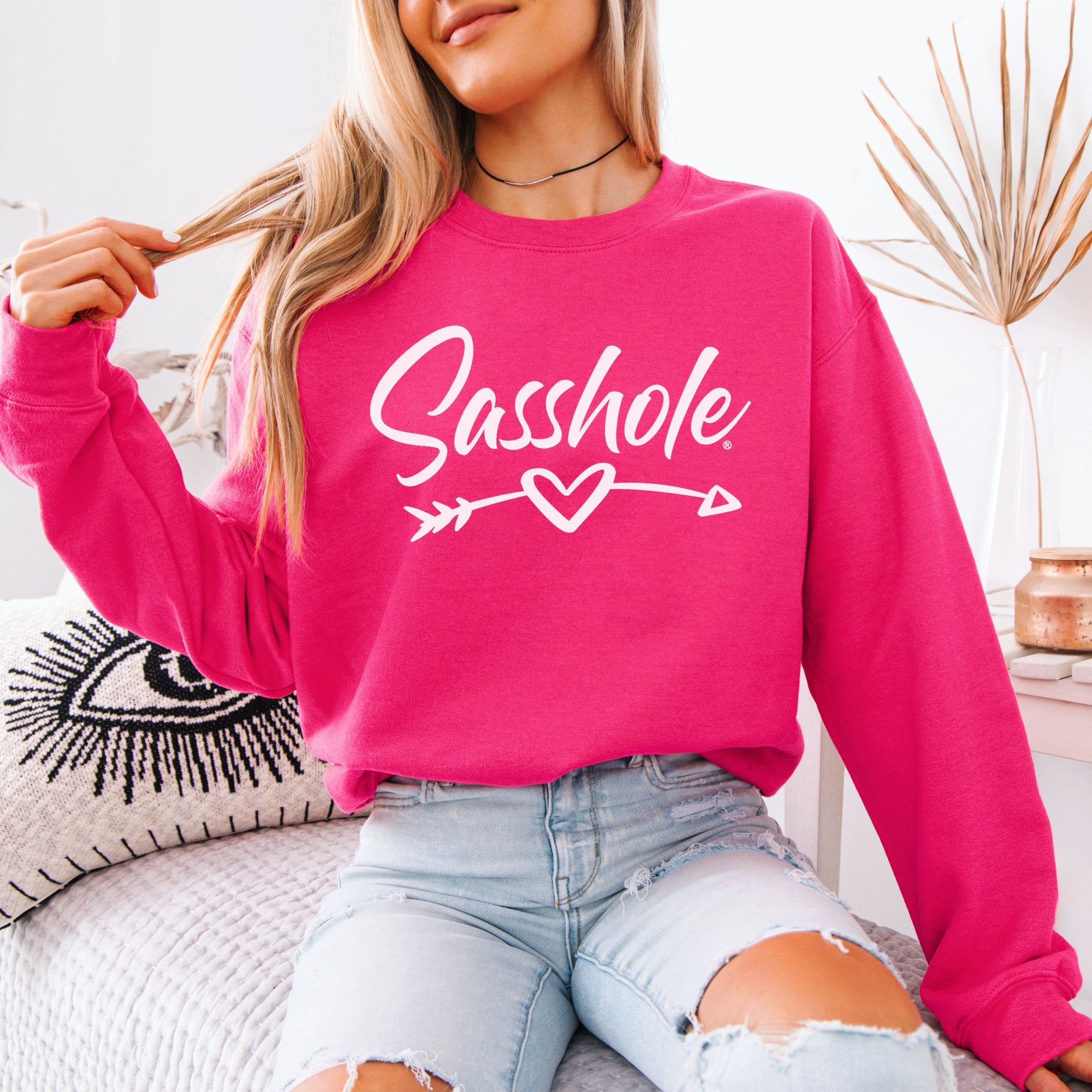 Image of Sasshole® Women’s Graphic Sweatshirt – Heart & Arrow Design | Bold, Cozy & Unapologetic