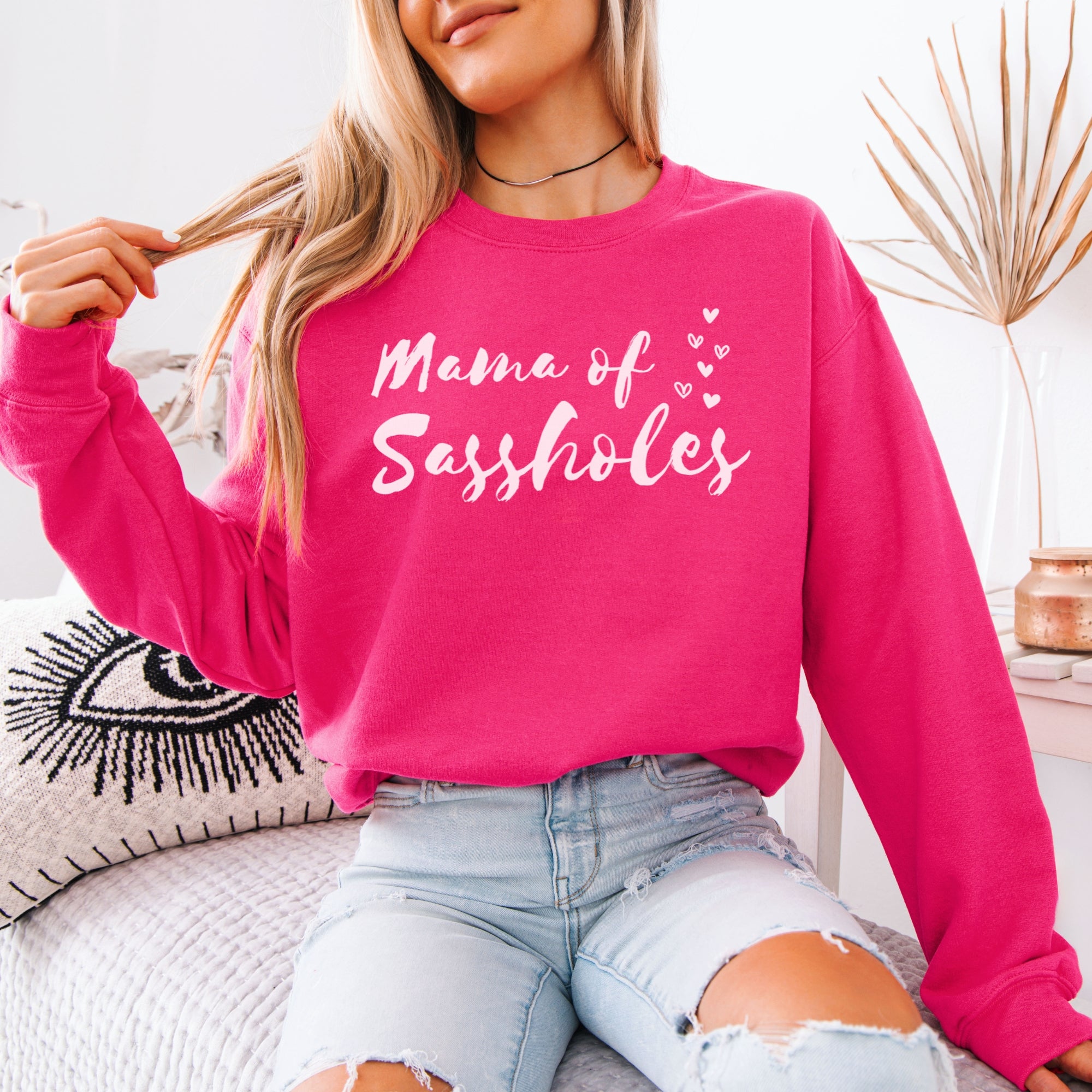 Image of Mama of Sassholes® Women’s Classic Fit Sweatshirt – Funny Mom Graphic Pullover
