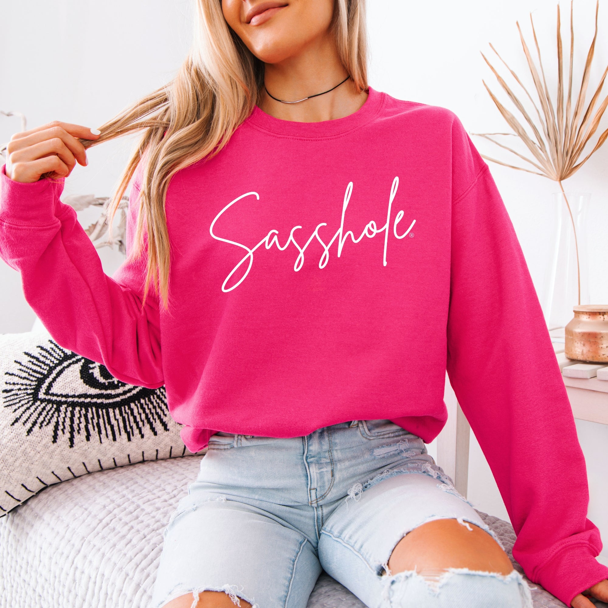 Image of Sasshole® Women’s Classic Fit Sweatshirt – Cozy Fleece Pullover with Bold Graphic Statement