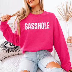 Image of Funny Women’s Classic Fit Graphic Sweatshirt – Bold Sasshole® Logo Pullover