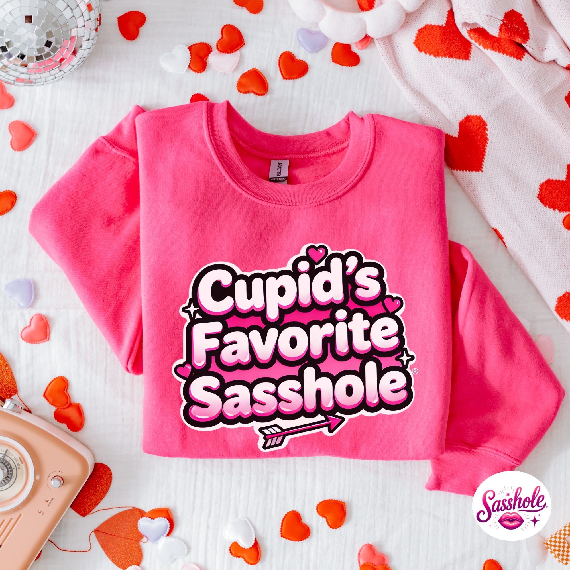 Image of Funny Valentine Sweatshirt – Cupid’s Favorite Sasshole® Women’s Crewneck