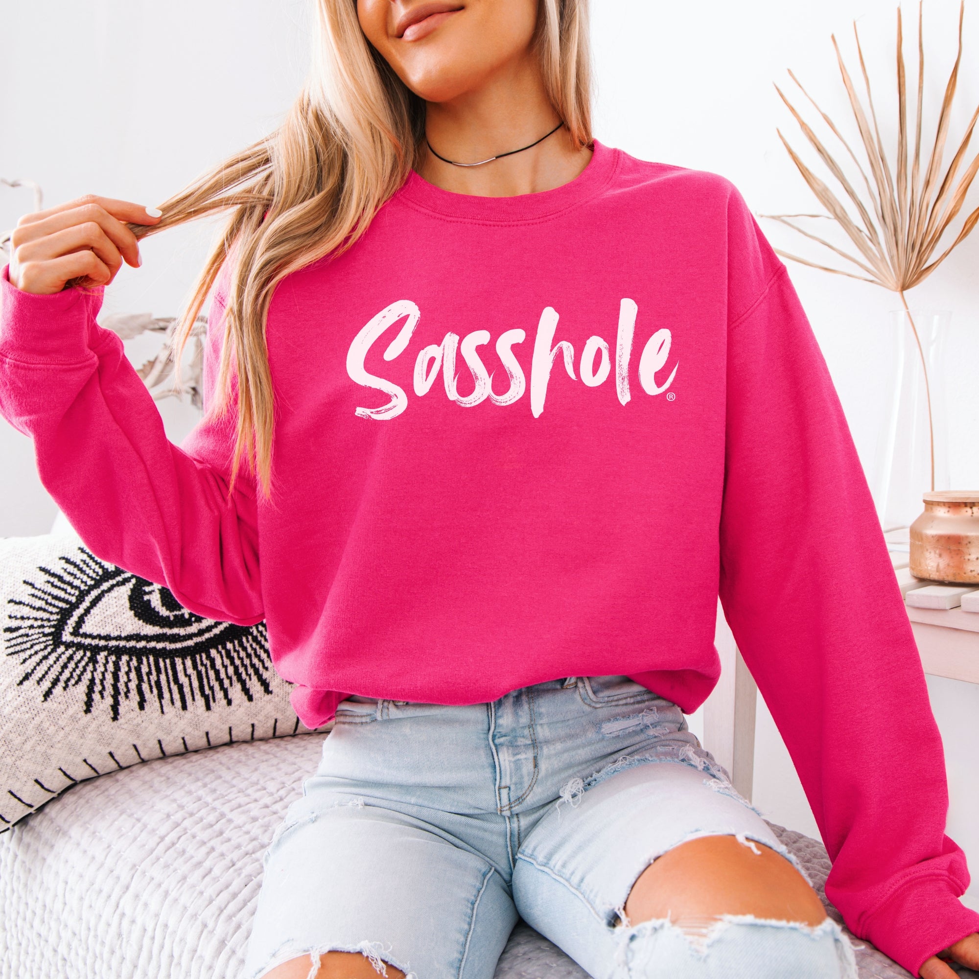 Image of Sasshole® Women’s Classic Fit Sweatshirt – Bold Graphic Logo Pullover
