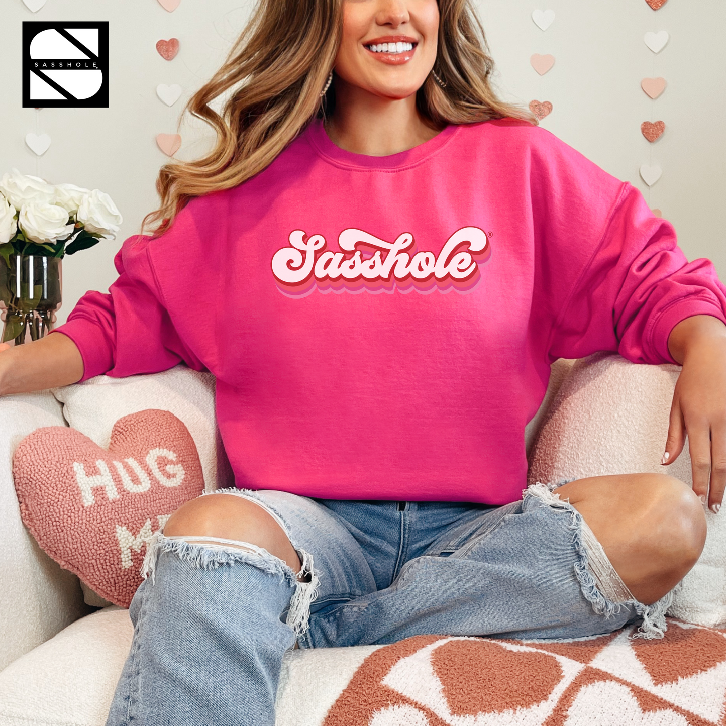 Valentines Day Hot Pink Women's Sweatshirt