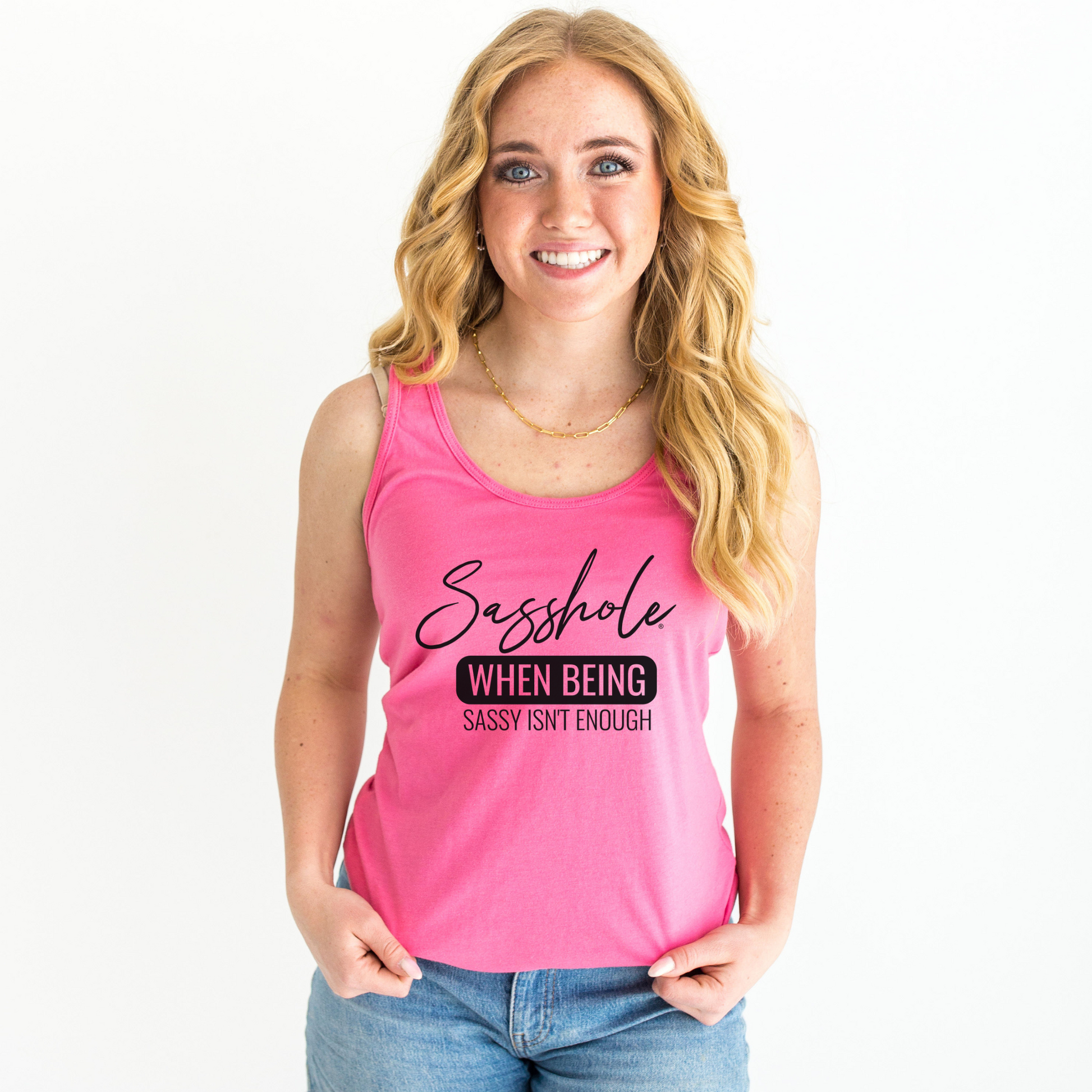 Ladies Hot Pink Graphic Tank
