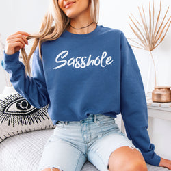 Image of Iconic Script Logo Women’s Classic Fit Sweatshirt – Funny Graphic Pullover by Sasshole®