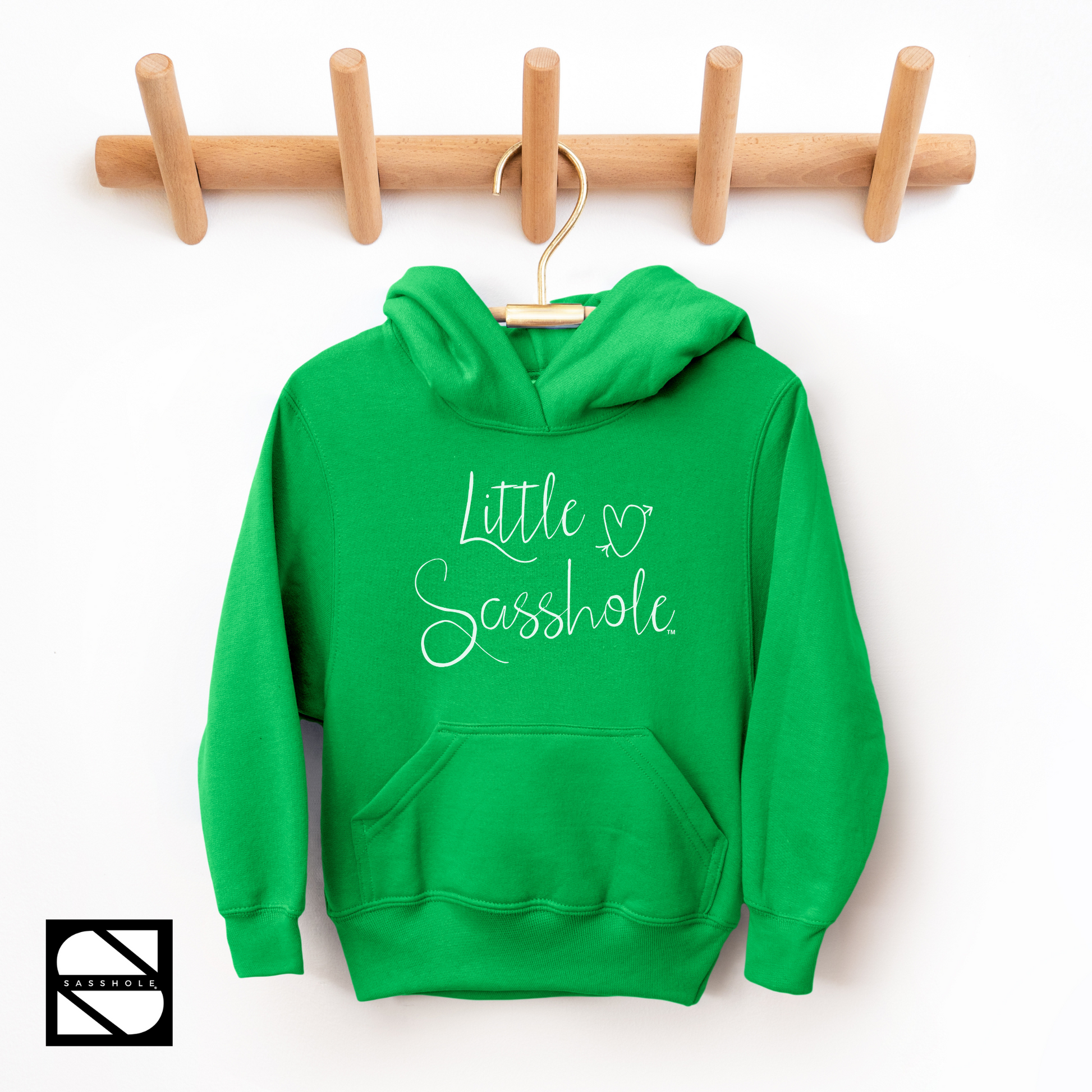 girls hoodie little sasshole irish green